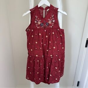 Miami Burgandy Floral Embroidered Lace Dress Size Small